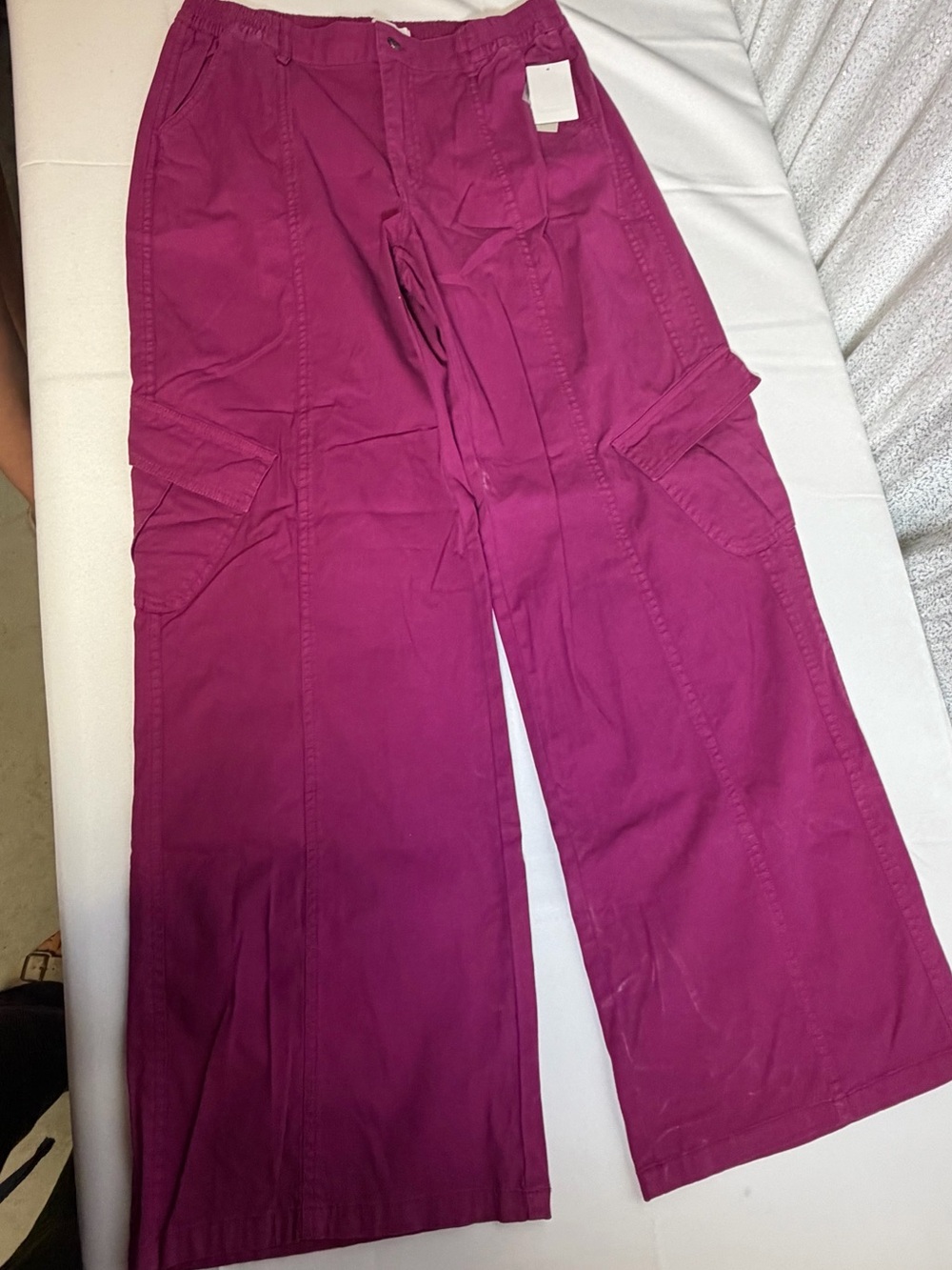 bp Wide-Leg Cargo Pants in Deep Magenta